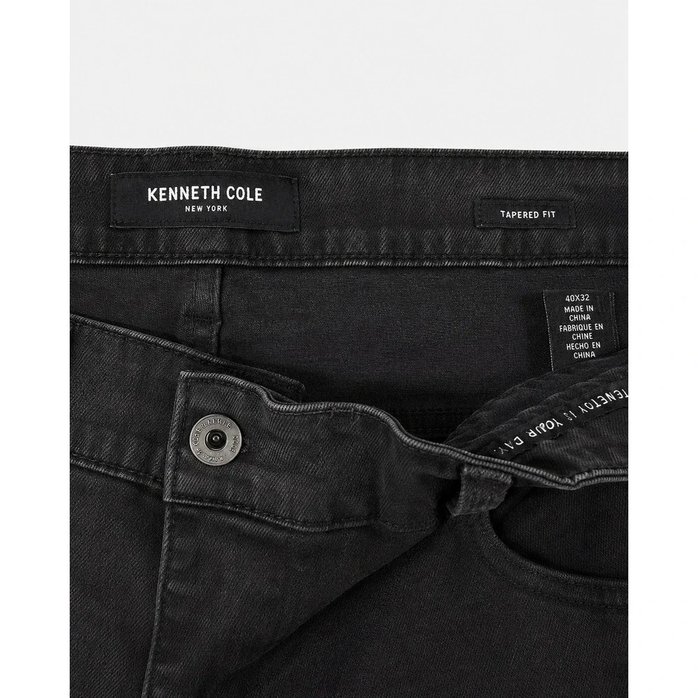 Kenneth Cole New York Mens Tapered Fit Jeans Washed Black 40x32 Denim Pants